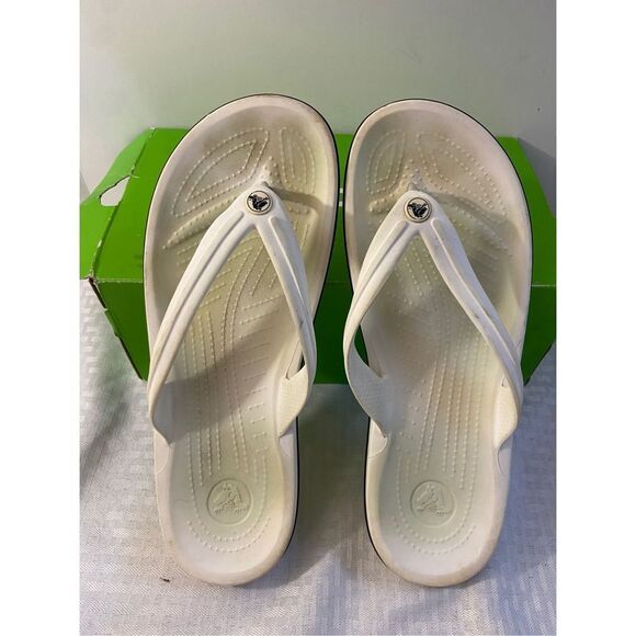 Crocs flip flops white discoloration men’s 11 - Picture 1 of 5